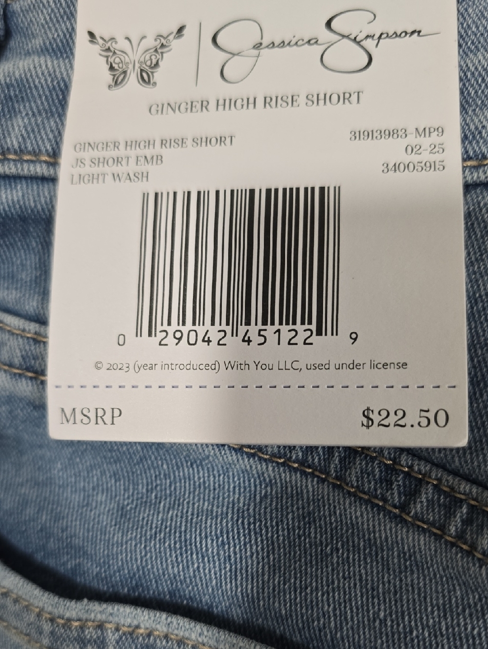 Jessica Simpson Light Wash Ginger High-Rise Denim Shorts